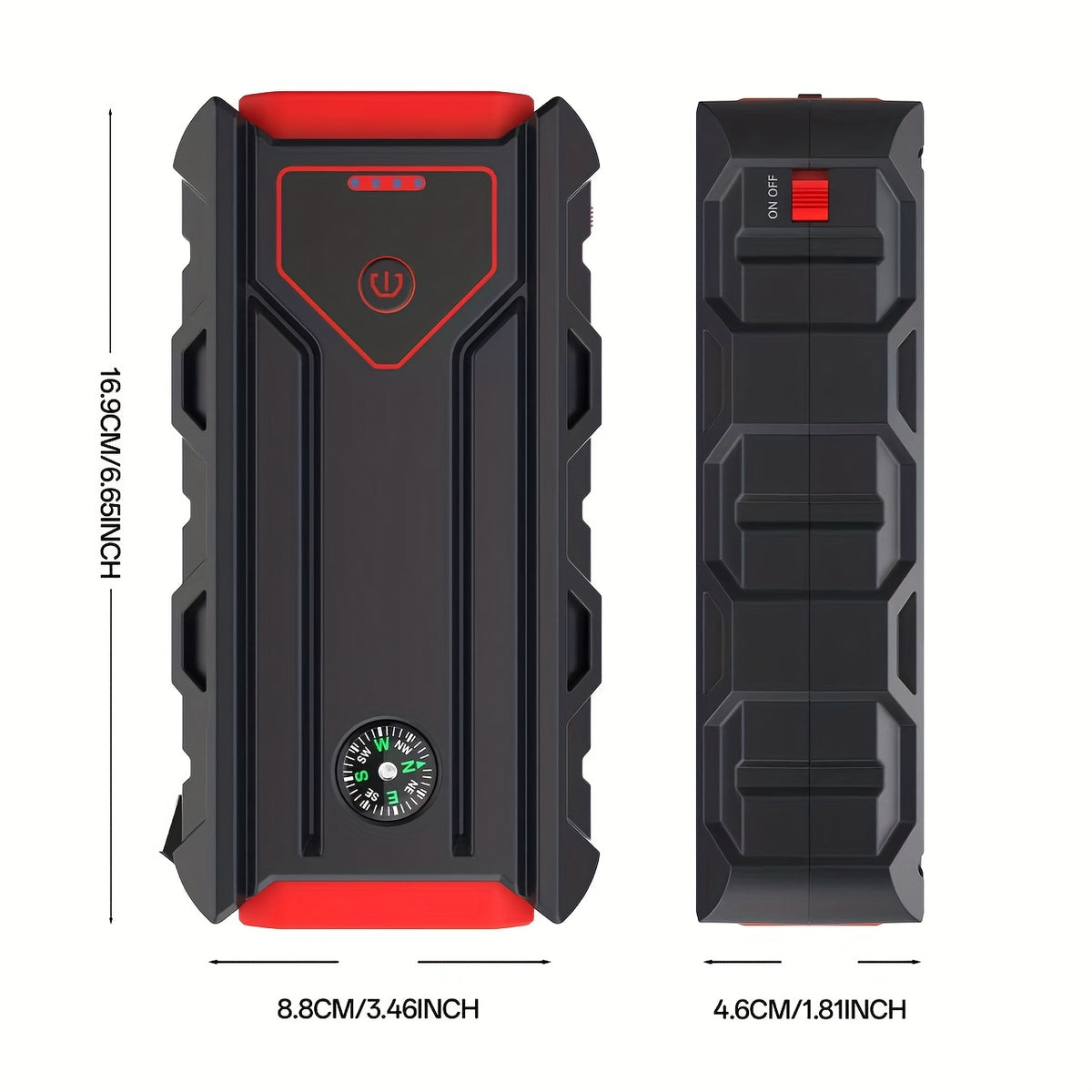 All-In-One Roadside Hero: Jump Starter for Car, 5000A Jump Starter with SOS Strobe Light, Emergency Window Breaker And Dual USB Quick Charge, DC Output 12V/8A