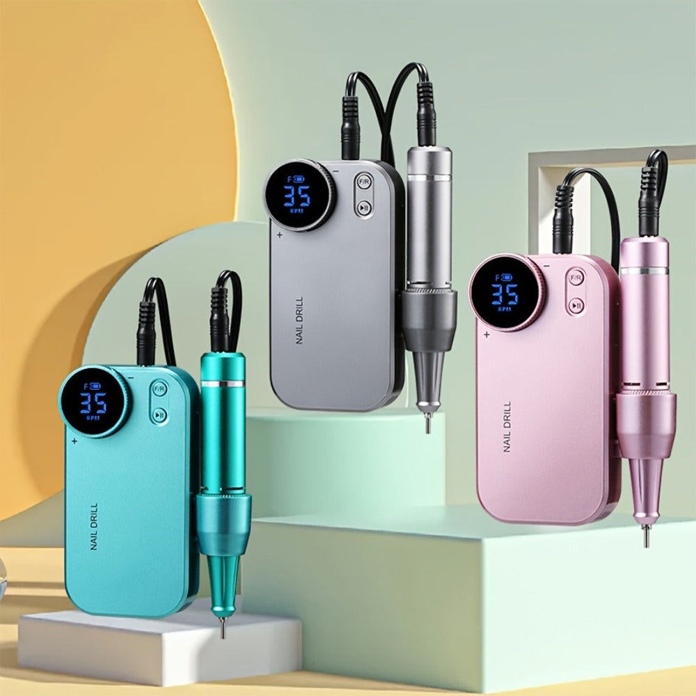 Electric Nail Polisher & Buffer Rechargeable High Power — Professional Manicure Pedicure Machine for Nail Buffing Polishing Dead Skin Callus Removal, Cordless Nail Shine Tool for Home & Salon, 5 Colors