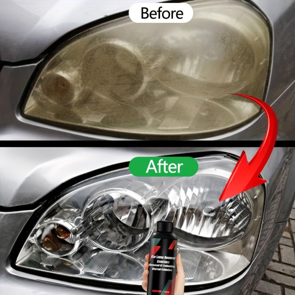 Car Headlight Restoration Kit 300ml – Polishing Paste for Yellowed Oxidized Foggy Headlamps | Scratch Repair & Clarity Refurbish Agent | Easy DIY Application