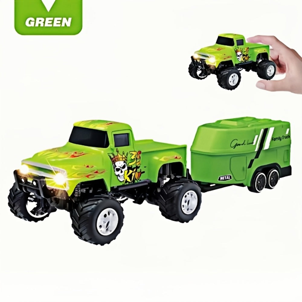 Mini Alloy RC Monster Truck 1:64 Scale 2.4GHz Off-Road Crawler with LED Lights, Street Graffiti Spray-Paint Design, White Headlights & Red Taillights – 5 Colors Kids Gift