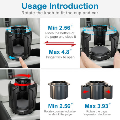 Car Cup Holder Expander Adjustable Auto-Expanding Insert | Fits 12-64 oz Cups Bottles Mugs | Universal Vehicle Cup Holder Adapter No-Tool Install Sturdy Travel Car Interior Accessory