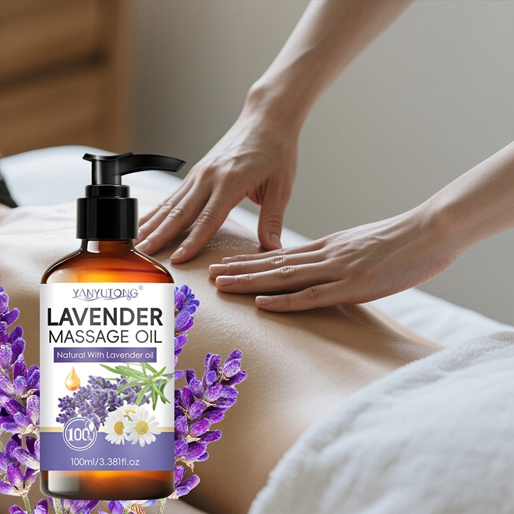 Lavender Massage Oil for Body 3.38oz — Natural Nourishing & Hydrating Formula for All Skin Types, Calming Aromatherapy, Couples Massage Oil, Gentle Non-Irritating Skincare Gift for Women