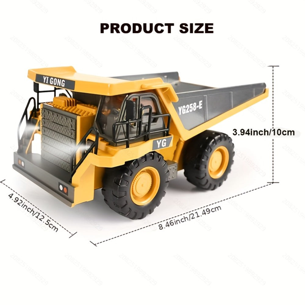 RC Construction Truck Toy 1:24 Scale Alloy Bulldozer Dump Truck & Excavator – 11-Channel Remote Control with Forward, Backward, Turning & Sound, Indoor Outdoor RC Toy Gift for Boys Girls