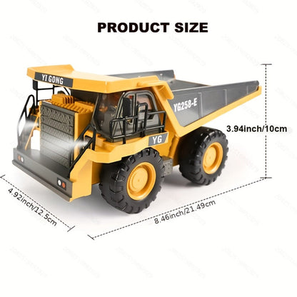 RC Construction Truck Toy 1:24 Scale Alloy Bulldozer Dump Truck & Excavator – 11-Channel Remote Control with Forward, Backward, Turning & Sound, Indoor Outdoor RC Toy Gift for Boys Girls