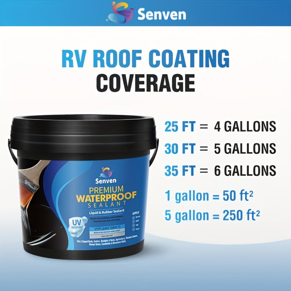 Liquid Rubber Waterproof Sealant 32oz – UV-Resistant Elastic Coating for Roof, RV, Boat, Concrete & Masonry, All-Weather Crack Filler, Indoor & Outdoor Use