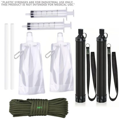 Portable Water Filter Straw for Camping, Hiking & Backpacking – 0.2 Micron Filtration, Filters Up to 10000 Gallons, BPA-Free Survival Water Purifier