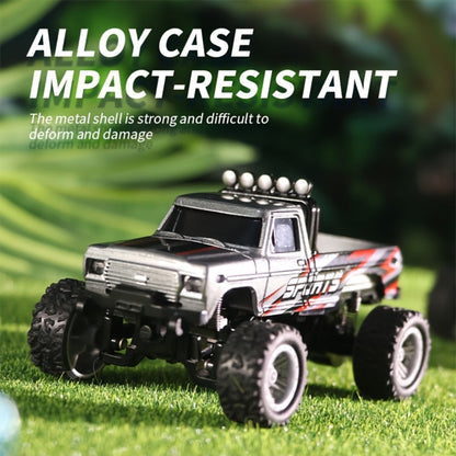 Mini RC Truck 1:64 Scale with Trailer – 2.4GHz Alloy Remote Control Monster Off-Road Pickup with LED Body Lights & Headlights, Rock Crawler Toy for Boys, Birthday Christmas Gift Green Gray Blue