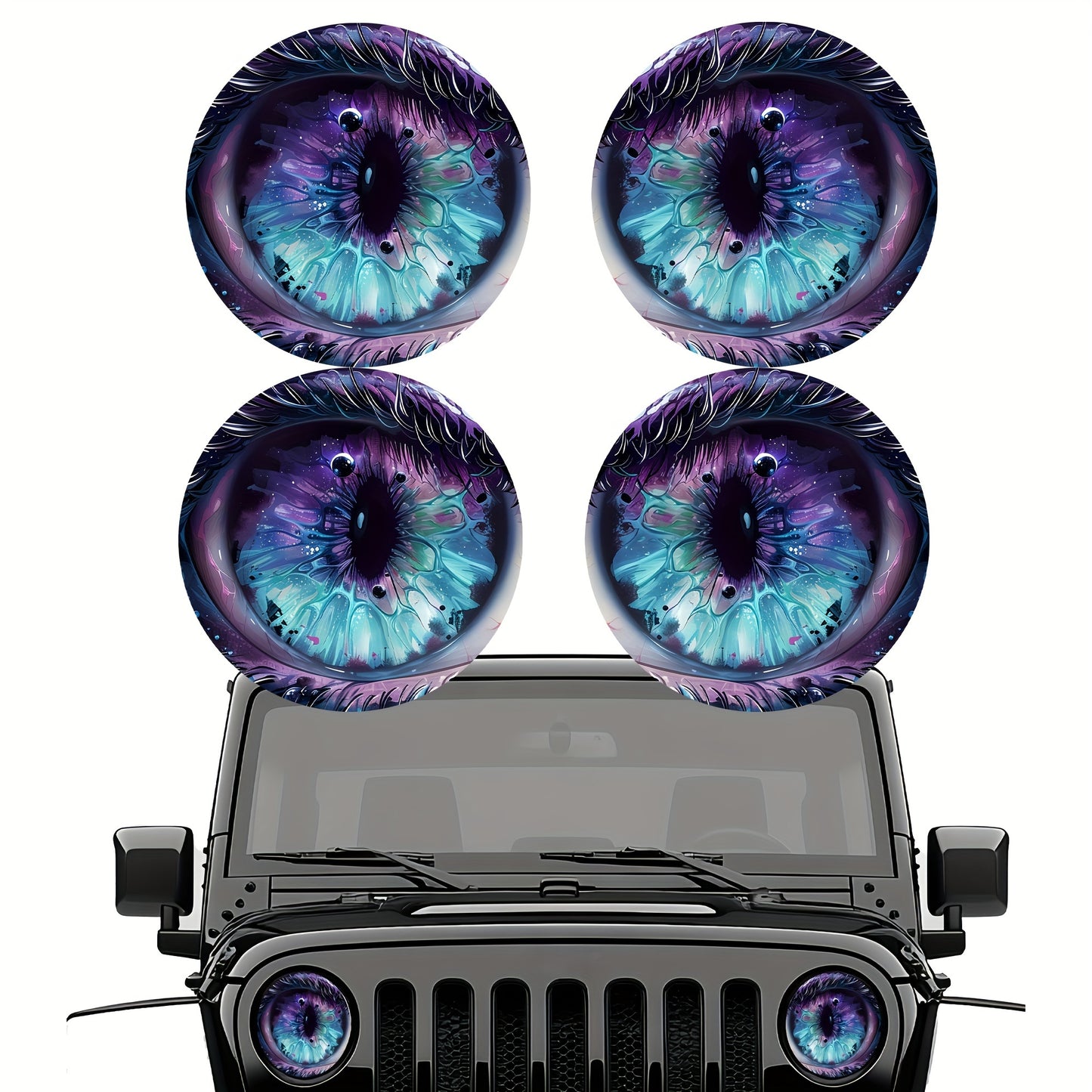 3D Beast Eye Headlight Stickers, Dreamy Lampshade, Suitable For Jeep Round Headlight Eye Stickers, Funny Truck Body, Window, And Bumper Decorative Stickers (1 Pair)