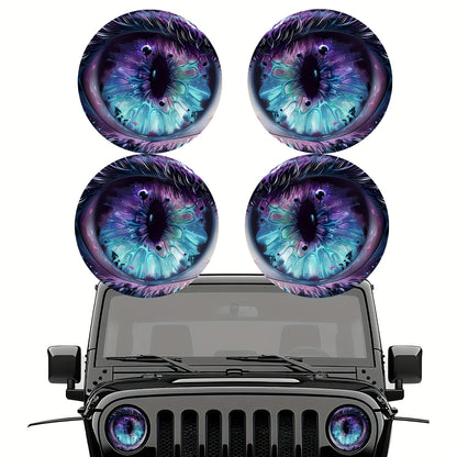 3D Beast Eye Headlight Stickers, Dreamy Lampshade, Suitable For Jeep Round Headlight Eye Stickers, Funny Truck Body, Window, And Bumper Decorative Stickers (1 Pair)