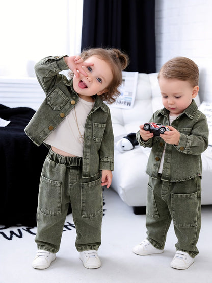 Baby Girls' Denim Jacket & Pants Set - 2-Piece