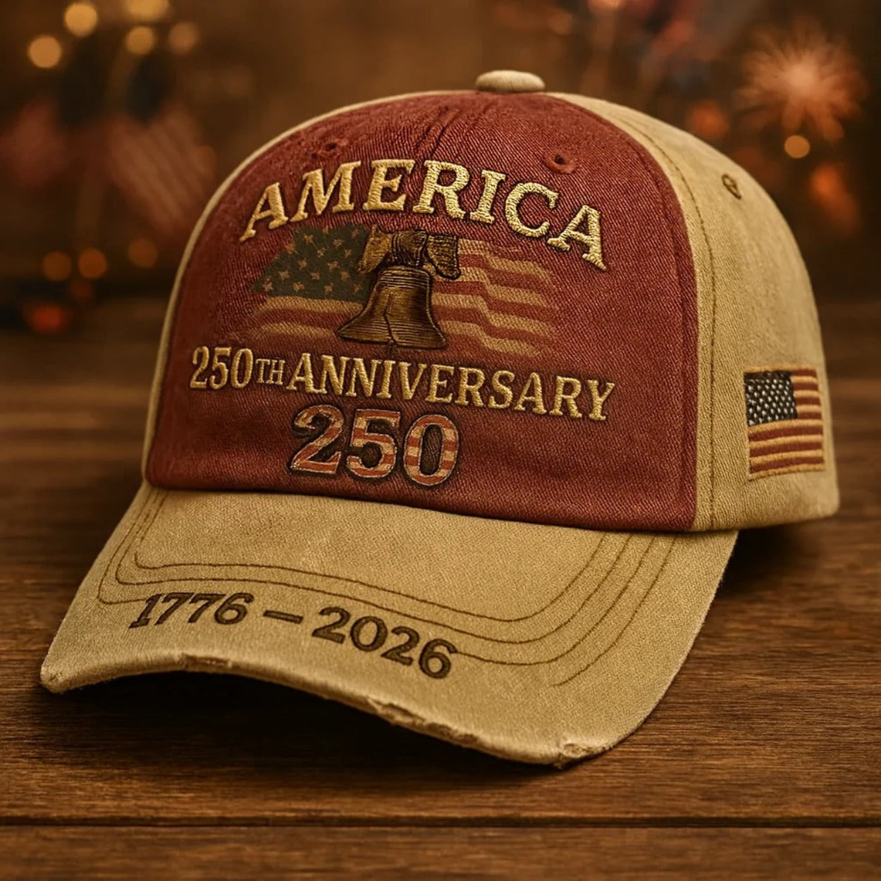 250th Anniversary Patriotic Baseball Cap USA Embroidered – Adjustable Vintage American Flag Hat for Men Women, Unisex Independence Day Gift, History Enthusiast Festive Cap, Single or 3-Piece Set