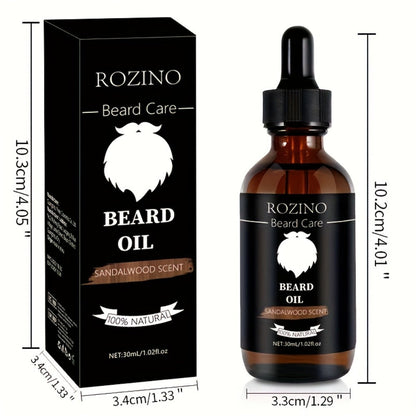 Beard Oil for Men – Sandalwood Scent with Plant Essence, Deep Moisturizing & Nourishing Beard Care Oil for Soft Smooth Glossy Beard, Daily Grooming Essential for Men, 30ml