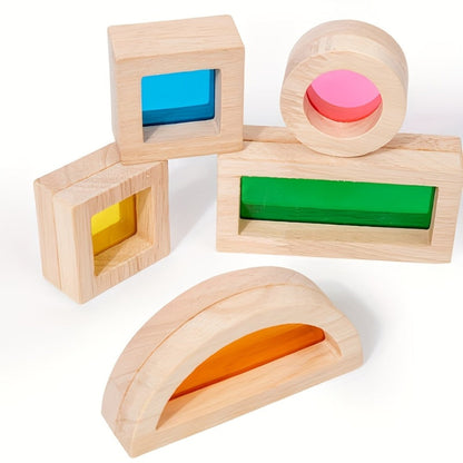 Translucent Acrylic Building Blocks for Kids – Colorful Geometric Construction Toy Set, Sensory Light Table Play, STEM Educational Toy for Toddlers, Birthday Holiday Gift for Boys & Girls Ages 3+