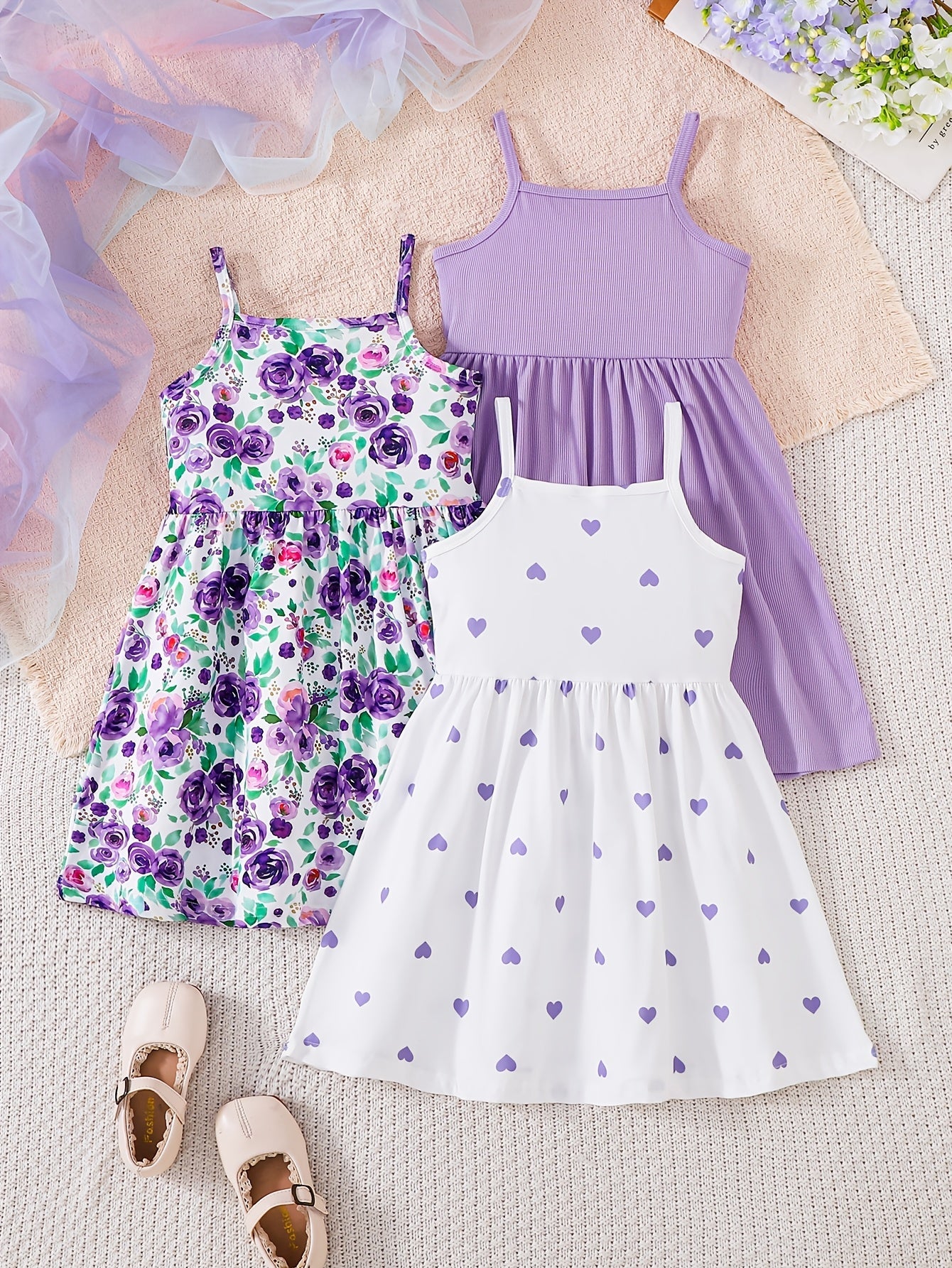 Girls' Floral Outfit Set - Sleeveless Summer 4181