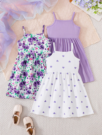 Girls' Floral Outfit Set - Sleeveless Summer 4181