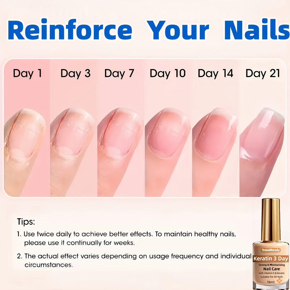 Nail Strengthener 4-in-1 Keratin Protein Hardener for Weak Splitting & Breaking Nails – Fast Dry Alcohol-Free Nail Care Oil Instant & 3-Day Repair Manicure Treatment 2pcs & 4pcs