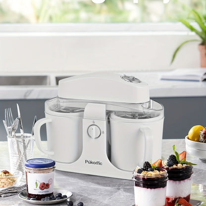 Ice Cream Maker Machine Dual Cup Self-Freezing – Make 2 Flavors Homemade Ice Cream Sorbet Frozen Yogurt at Once, Fast 10-Min Churning, Easy Clean Removable Bowl, Compact Countertop Design