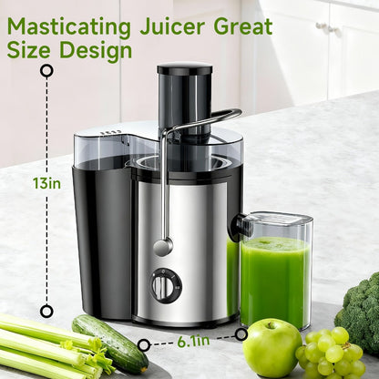 Centrifugal Juicer 600W Wide Mouth Juice Extractor - 3-Inch Feed Chute, High Juice Yield, Fast Juicing, Easy to Clean Detachable Design for Vegetables & Fruits, Multifunctional Juicer Machine