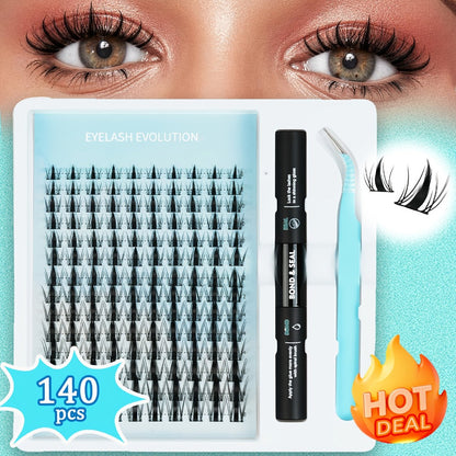 Anime Spike Lash Clusters Kit 8mm-18mm C Curl Individual Spiky Lash Extensions with Adhesive Glue – Manga Fairy Wet-Look DIY Volume Lashes for Cosplay, Editorial & Bold Eye Looks