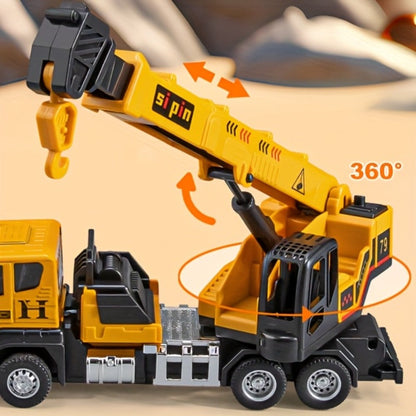 Die-Cast Construction Vehicle Toy Set – Mini Alloy Excavator, Dump Truck, Cement Mixer & Crane Trucks for Toddlers Boys Ages 3+, No Battery Needed, Birthday Christmas Gift