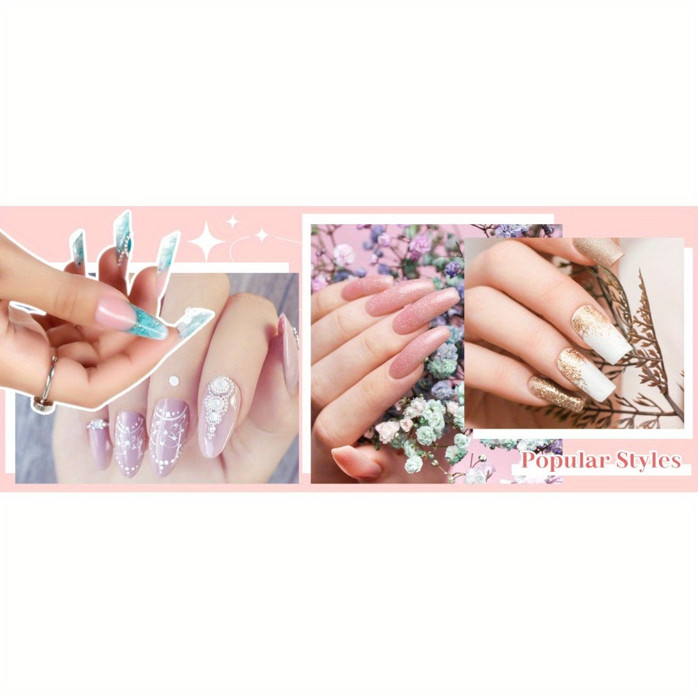 Poly Gel Nail Extension Form Kit - 192pcs Dual Forms, 96pcs Reusable Pads, 8 Shapes Acrylic Mold, Brush Pen, Files & Clips, Complete French Nail Extension Beginner Set for Home Salon