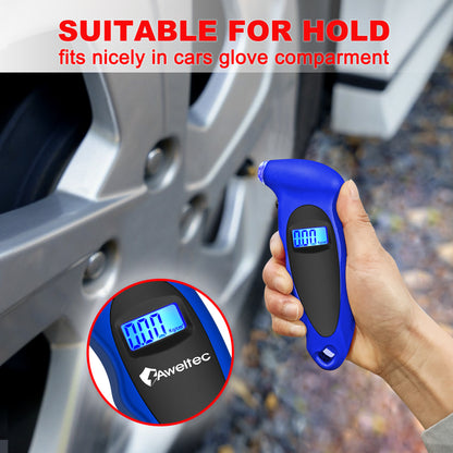Digital Tire Pressure Gauge 2-Pack 150 PSI - Backlit LCD, 4 Modes PSI/Bar/KPA/Kgf, Non-Slip Grip for Car, Truck, Motorcycle & Bicycle