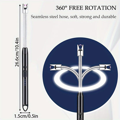 USB Rechargeable Arc Lighter 4-Pack Flameless Windproof Candle Lighter with Flexible Neck, 360° Rotation, LED Battery Indicator & Safety Switch – for Candles, Grill, Camping, BBQ, Aromatherapy