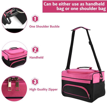 Hairdresser Tool Bag Multi-Functional Salon Styling Organizer with Adjustable Strap Large Capacity Hair Makeup Artist Case for Professionals Travel Pink Black Zebra