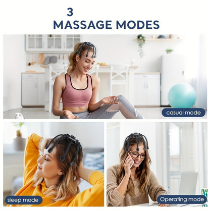 Electric Scalp Massager – 8-Finger USB Rechargeable Head Massager with 3 Massage Modes, Portable Stress Relief & Hair Growth Stimulator, Handheld Scalp Scratcher for Men Women Home & Office Use
