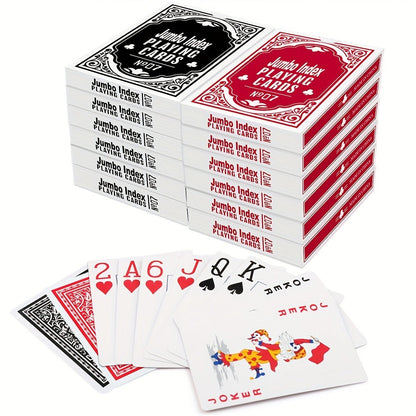 Jumbo Index Playing Cards 12 Decks (6 Red & 6 Black) – Large Print Poker Size Card Set for Texas Hold'em Blackjack Euchre Bridge Family Game Night Party & Senior Players