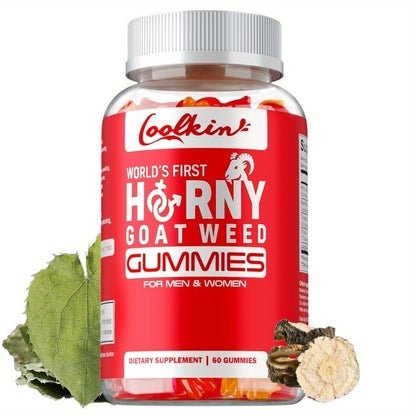 Horny Goat Weed Gummies with Maca Root Tongkat Ali Tribulus & L-Arginine – Men's Vitality & Energy Support Chewable Supplement, 60 Gummies, Natural Male Wellness Formula
