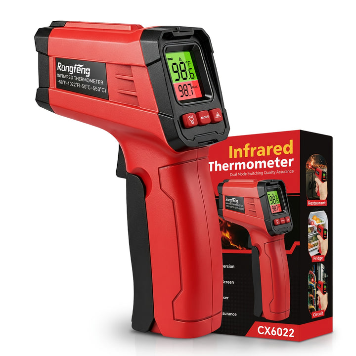 -58°F to 1022°F Lab Digital Infrared Thermometers, Non-Contact IR Thermometer, Laser Temperature Gun with Adjustable Emissivity And Color Backlight, Temperature Gun Thermometer for Cooking, BBQ, Oven & Engine (Not for Human Body Temperature)