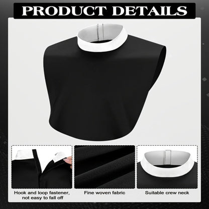 Priest Collar Costume 3 Piece Set – Unisex Clergy Tab Collar Black Dickey Neck Band for Men Women Pastor Halloween Costume Accessory Clerical Vestment Theater Prop