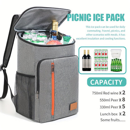 Insulated Cooler Backpack 30+ Can Capacity - Leakproof Shoulder Bag for BBQ, Lunch, Camping & Outdoor Travel, Works with Ice Packs, Unisex Design for Men & Women