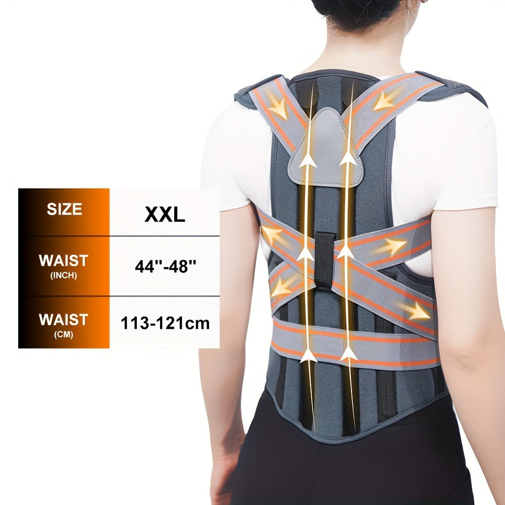 Posture Corrector for Women & Men – Breathable Adjustable Shoulder Back Brace Straightener, Full Back Support for Posture Improvement, Spine Alignment & Upper Back Pain Relief, Sizes S to XXL