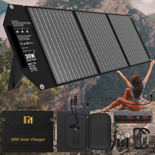 [Portable Solar Charger] Camping Essential 30W/60W/100W Portable Solar Charger With 18V MC4, 2*USB-A QC3.0, And USB-C PD18W Ports
