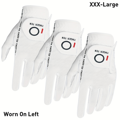 Wet Weather Golf Gloves Rain Grip 3-Pack for Men | Breathable Water-Resistant Golf Gloves for Left & Right Hand – Durable Comfortable Fit in Hot & Wet Conditions (Black, Gray, White | S–3XL)