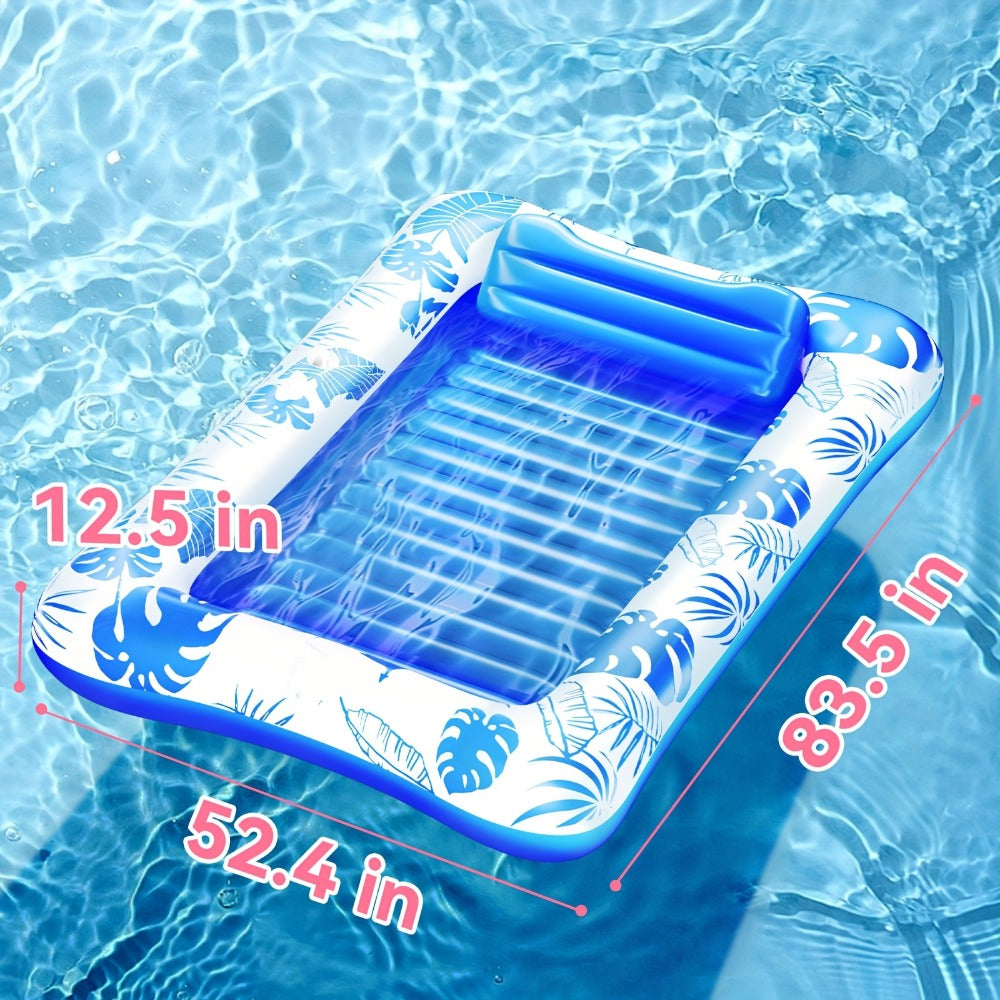 Thickened XL Tanning Pool Mattress 84×52 Inch Oversized Inflatable Sunbathing Float Lounger Raft for Adults Swimming Pool Lake Beach Summer Relaxation