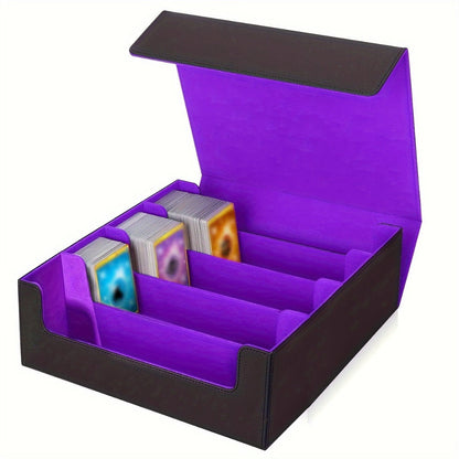 Large TCG Deck Box 3000+ Card Storage Case – 4-Row Synthetic Leather Organizer for MTG Commander, Yu-Gi-Oh, Pokemon & Sports Cards, Premium Large Capacity Trading Card Collection Box, Black Red Gray Blue