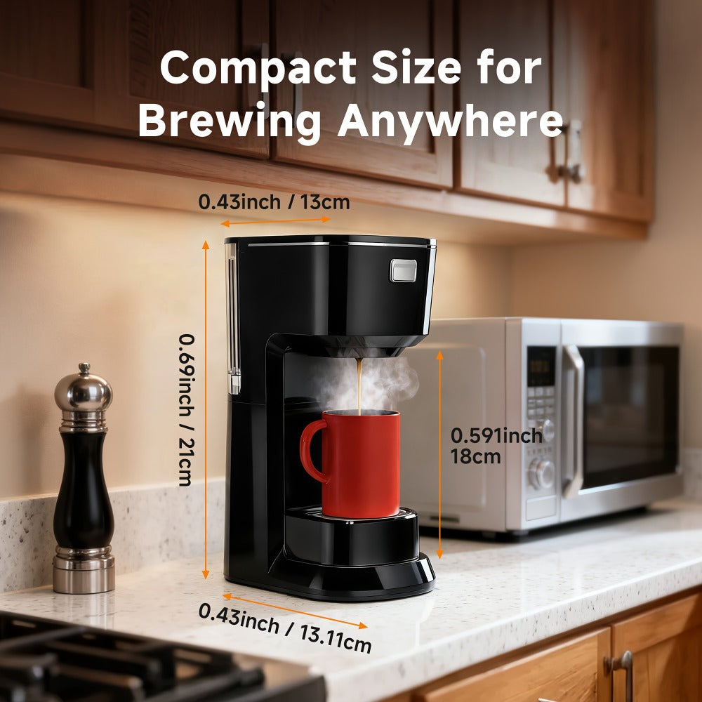 Coffee Maker One-Button Compact Specialty Coffee Machine – Fast Home Brewing, Space-Saving Countertop Design, Barista-Style Results, Available in Black & White