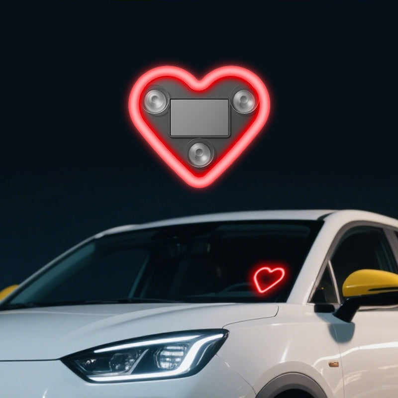 Set of 2 Car Interior Neon Heart Lights Available in Blue, Pink, Red, Ice Blue, Rechargeable Via Solar Or USB, Featuring 5 Lighting Modes, Perfect for Decorating Car Dashboards And Home Parties, an Ideal Gift for Couples During Halloween, Christmas