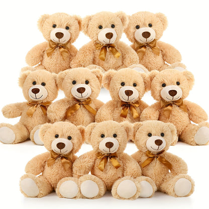 Teddy Bears Bulk Set 8 Pack 11 Inch Soft Stuffed Bear Plush Toys — Baby Shower Decorations Party Favors Classroom Prizes, Dark Brown & Khaki Bear Gift Set for Kids Birthday Holiday