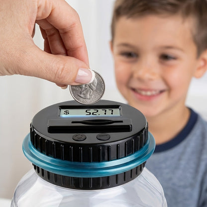 Digital Coin Counting Bank with LCD Counter – Large 60.87oz Capacity Transparent Money Jar for Kids & Adults, Fits All US Coins, Piggy Bank Savings Gift for Boys Girls