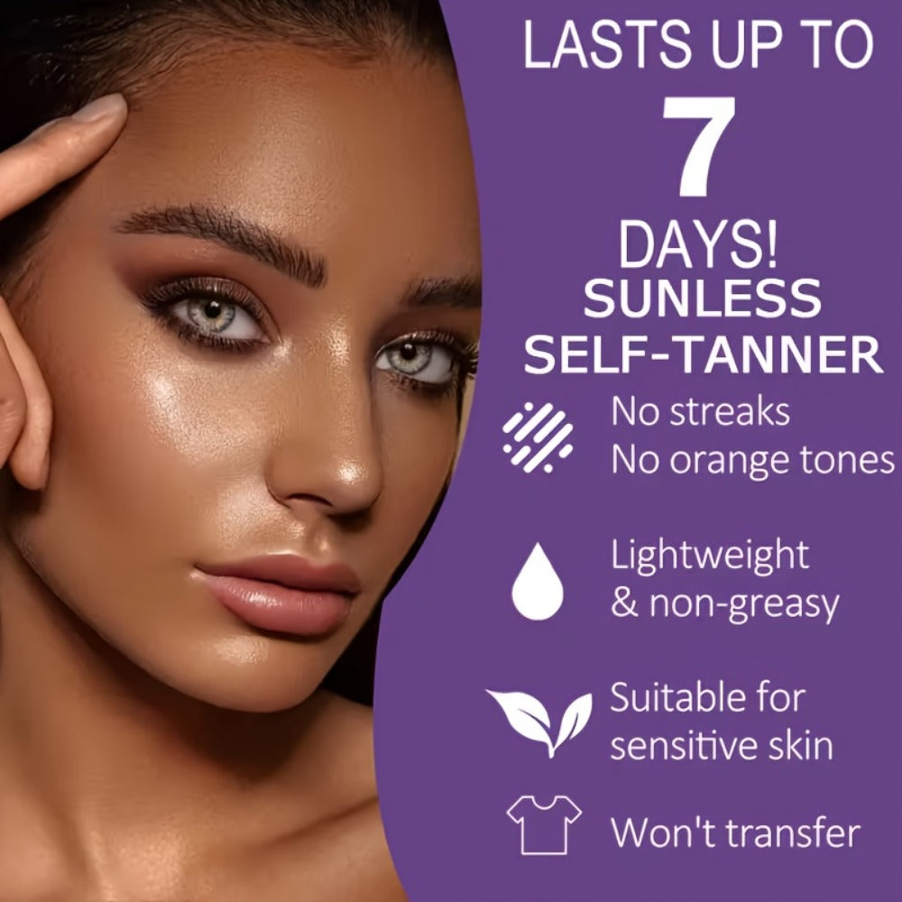 Sunless Tanning Mousse with Applicator Glove 60ml – Natural Plant Ingredients Self Tanner Bronzing Set, Gradual Buildable Color for Even Light Beige Tan, Streak-Free Sunless Tanner for Body