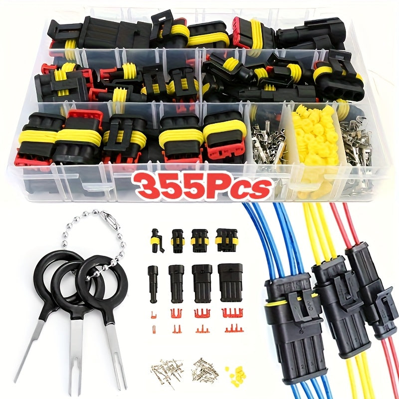 355pcs/352pcs Automotive Electrical Connector Terminals Kit - Durable 1/ 2/ 3/ 4 Pin Wire Plugs for Car Repair And Maintenance - Easy to Install And Use