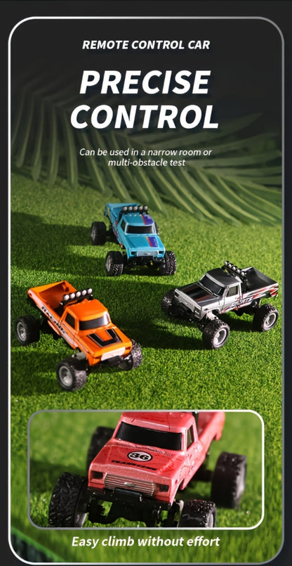 Mini RC Car 1/64 Scale High-Speed Off-Road Monster Truck – 2.4GHz Alloy Die-Cast Remote Control Car with Shock Absorber, All-Terrain Climbing RC Toy Gift for Kids Adults Boys