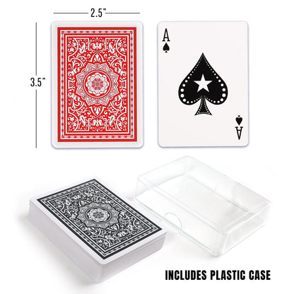 Waterproof Plastic Playing Cards – 2 Decks Poker Size Standard Index Cards with Cases, Washable Tear-Resistant PVC Game Cards for Poker, Family Game Night, Outdoor & Pool Play, Adults & Kids