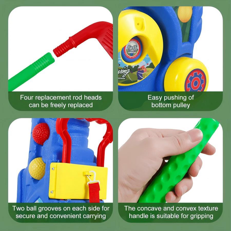 Kids Golf Club Set with Putting Mat, Balls & Golf Cart | Family Indoor Outdoor Sports Toy, Fun Gift for Boys Girls