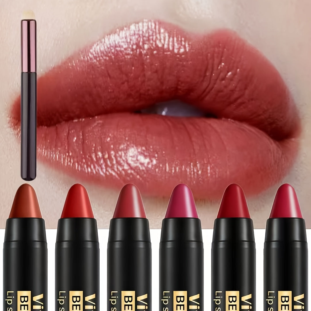 Retractable Matte Lipstick Pen Set 6Pcs Waterproof Non-Transfer Cup-Proof Long-Lasting Creamy Lip Color for Women All Skin Tones Daily Wear Date Night Special Occasions Makeup Gift