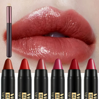 Retractable Matte Lipstick Pen Set 6Pcs Waterproof Non-Transfer Cup-Proof Long-Lasting Creamy Lip Color for Women All Skin Tones Daily Wear Date Night Special Occasions Makeup Gift